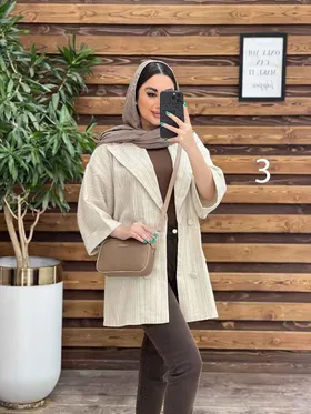 مانتو راه راه چهاردکمه آستین پاکتی