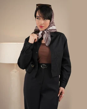 شومیز کراپ مشکی ساده کد 29432