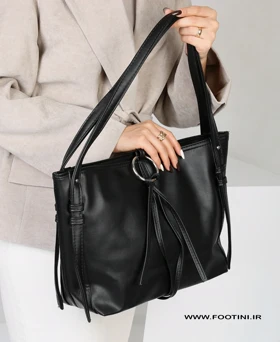کیف زنانه مجلسی دوشی چرم آویزدار 205 AM (مشکی)