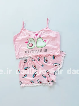 ست لباس خواب تاپ و شورتک نخ پنبه طرح آووکادو