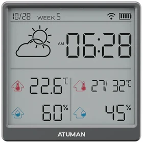 دماسنج و ساعت رومیزی شارژی آتومن ATuMan مدل THSE
