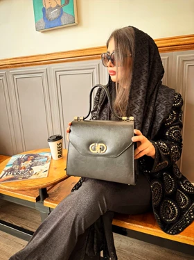 کیف مجلسی زنانه برند کریستین دیور Christian Dior مشکی ورنی براق (مشکی چرم لکسوس)