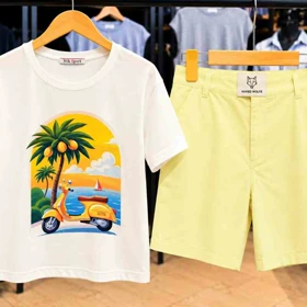 لباس خانگی زنانه تیشرت شلوارک لینن vespa