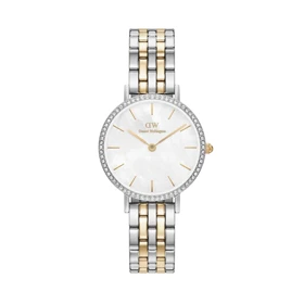 ساعت دنیل ولینگتون زنانه دورنگ طلایی گرد نگین‌دار DW-5416-L