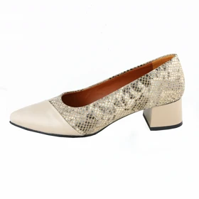 کفش پاشنه‌دار زنانه چرم یلسان مدل آلیس کد 643-RTL (کرم)