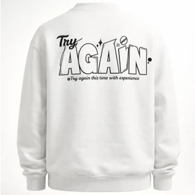 دورس سفید سه‌نخ پنبه با تایپوگرافی مدل TNY AGAIN | کد 1135