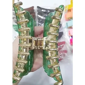 گلیپس زنانه اکلیکی نیمه شفاف طرح هلالی دندانه طلایی