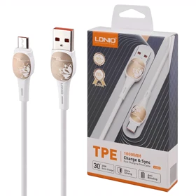 کابل شارژ میکرو یو اس بی الدنیو LDNIO مدل LS831 توان 30 وات 1 متر