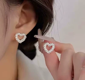 گوشواره خاویاری قلب نقره ای