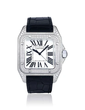ساعت کارتیر سانتوس فول نگین مردانه مشکی Cartier Santos Diamonds