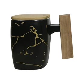 لیوان سرامیک دسته چوبی کد 103528