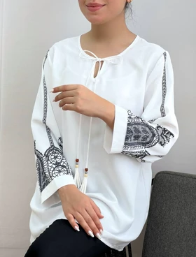 تونیک آستین طرحدار منگوله کد 3561