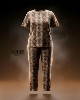 ست لباس راحتی سایز بزرگ طرح پوست ماری