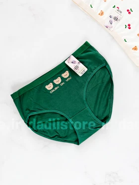شورت اسلیپ نخ پنبه عروسکی طرحدار سبز خرسی