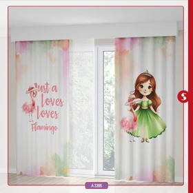 پرده پانچی اتاق کودک برند مینوریا طرح دخترانه کد p-493