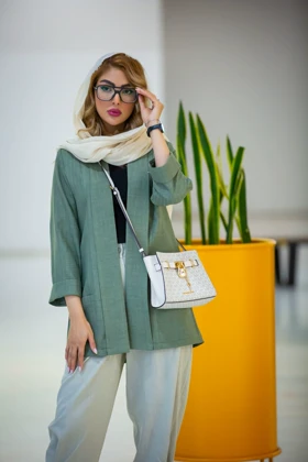 مانتو راه راه یقه شالی New