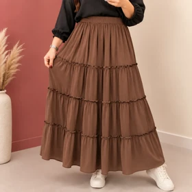 دامن نخی طبقهای نارین کد 6036 (شکلاتی)