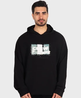 هودی مشکی طرحدار فری سایز 1455