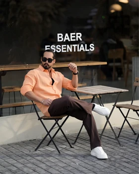 پیراهن آستین بلند ساده (نارنجی)