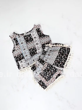 ست تاپ و شورتک نخی طرح سنتی