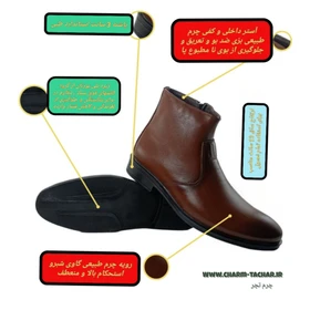 نیم بوت مردانه مردانه چرم طبیعی مدل چلسی بغل زیپ‌دار قهوه ای