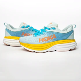 کتانی هوکا وان باندی 8 آبی زرد hoka one bondi 8 کد 282030