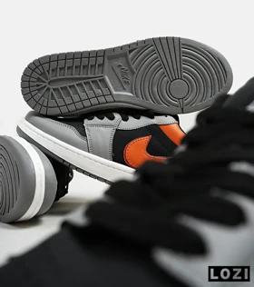کفش کتانی مردانه طوسی مشکی نارنجی نایک NIKE jordan 1