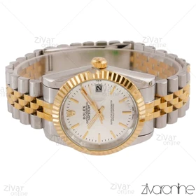 ساعت رولکس دیت جاست زنانه صفحه نقره ای ایندکس خطی مدیوم 104729