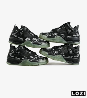 کفش کتانی ساق‌دار مردانه مشکی سبز Jordan 4 x Kaws