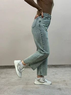 شلوار واید جین ام کی (آبی کثیف)