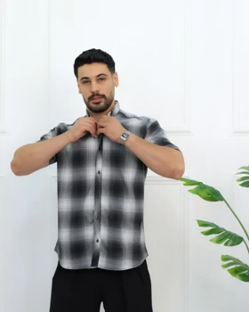 پیراهن چهارخانه آستین کوتاه مردانه 0867