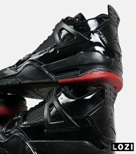 کتانی ساق‌دار زنانه و مردانه مشکی ورنی Nike air jordan 4