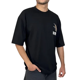 تیشرت آستین کوتاه مردانه مشکی با طرح گل دوزی