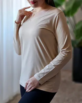 بلوز بیسیک یقه هفت نخ‌پنبه