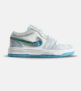 کفش کتانی مردانه و زنانه سفید آبی NIKE dunk low steam puppet مدل 8102