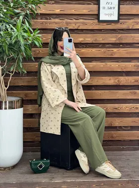 ست مانتو شلوار لینن طرحدار