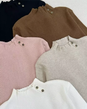 پلیور بافت یقه ایستاده 2 دکمه کد 5384