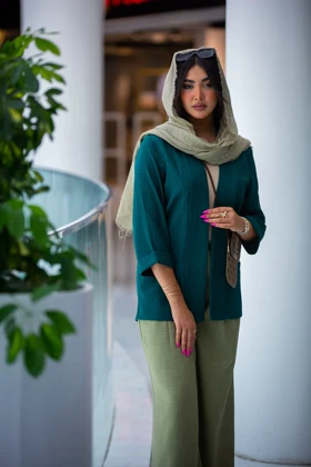 مانتو راه راه یقه شالی New