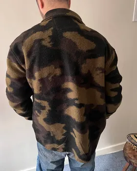 کت پشمی دو جیب چریکی سبز مشکی