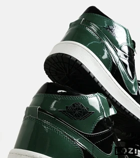 کفش کتانی ساق‌دار مردانه و زنانه مشکی سبز ورنی NIKE jordan 1