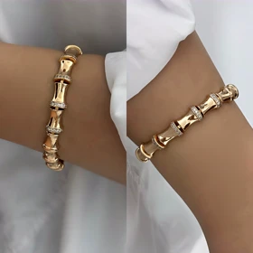 دستبند طرح بامبو طلایی ژوپینگ 1022