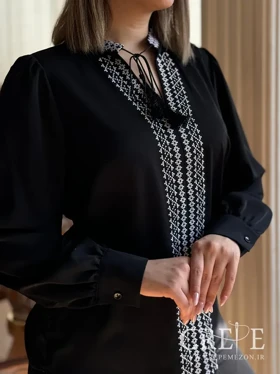 شومیز یقه سه سانت شماره دوزی