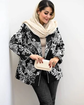 کت لینن سوزن دوزی سپید