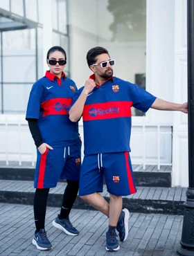 کیت باشگاهی ست تیشرت شلوارک بارسلونا پارچه دورس ماکان