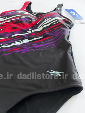 مایو یک تکه اسلیپ کاپ‌دار طرح مشکی و قرمز ZX