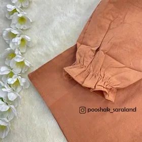 پیراهن دخترانه نخی طرح گل آجری وارداتی
