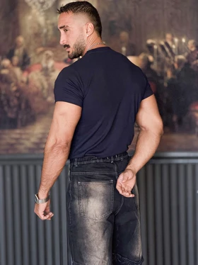 تیشرت ورزشی Fit-shert کبریتی سرمه ای