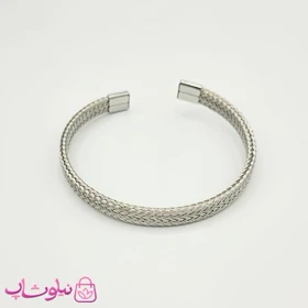 بنگل حصیری مردانه استیل نقره ای رنگ کد 1991
