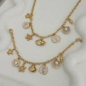 نیم ست دستبند گردنبند آویزدار کد 766