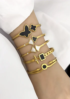 دستبند استیل دخترانه صدف رنگی 841